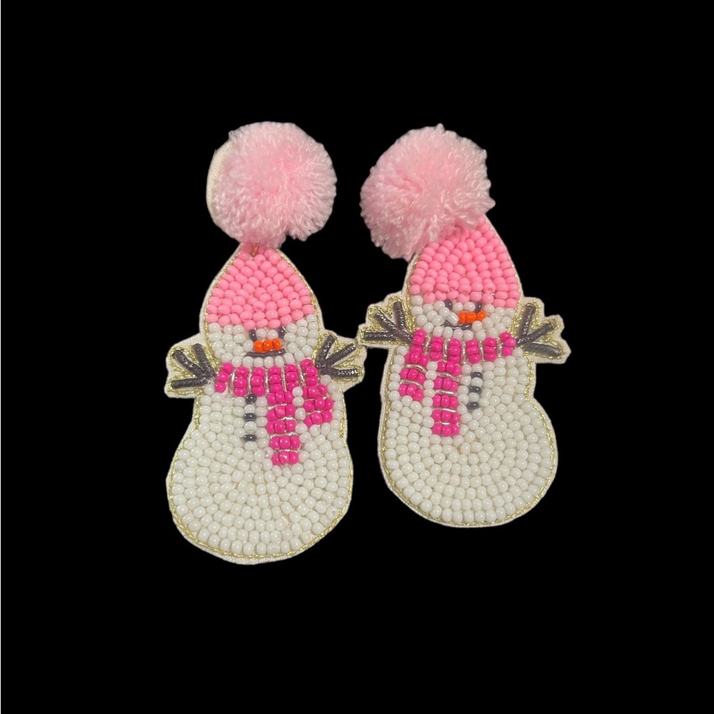 Snowman Seed Bead Earrings